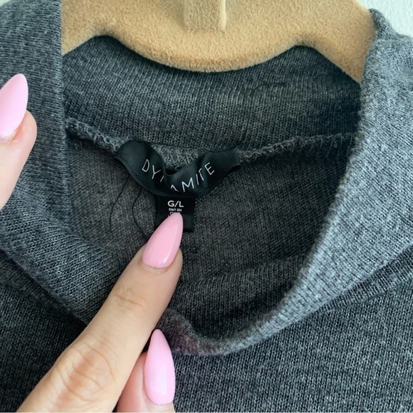 Dynamite Heathered Grey Mock Neck Long Sleeve Top - Picture 5 of 9